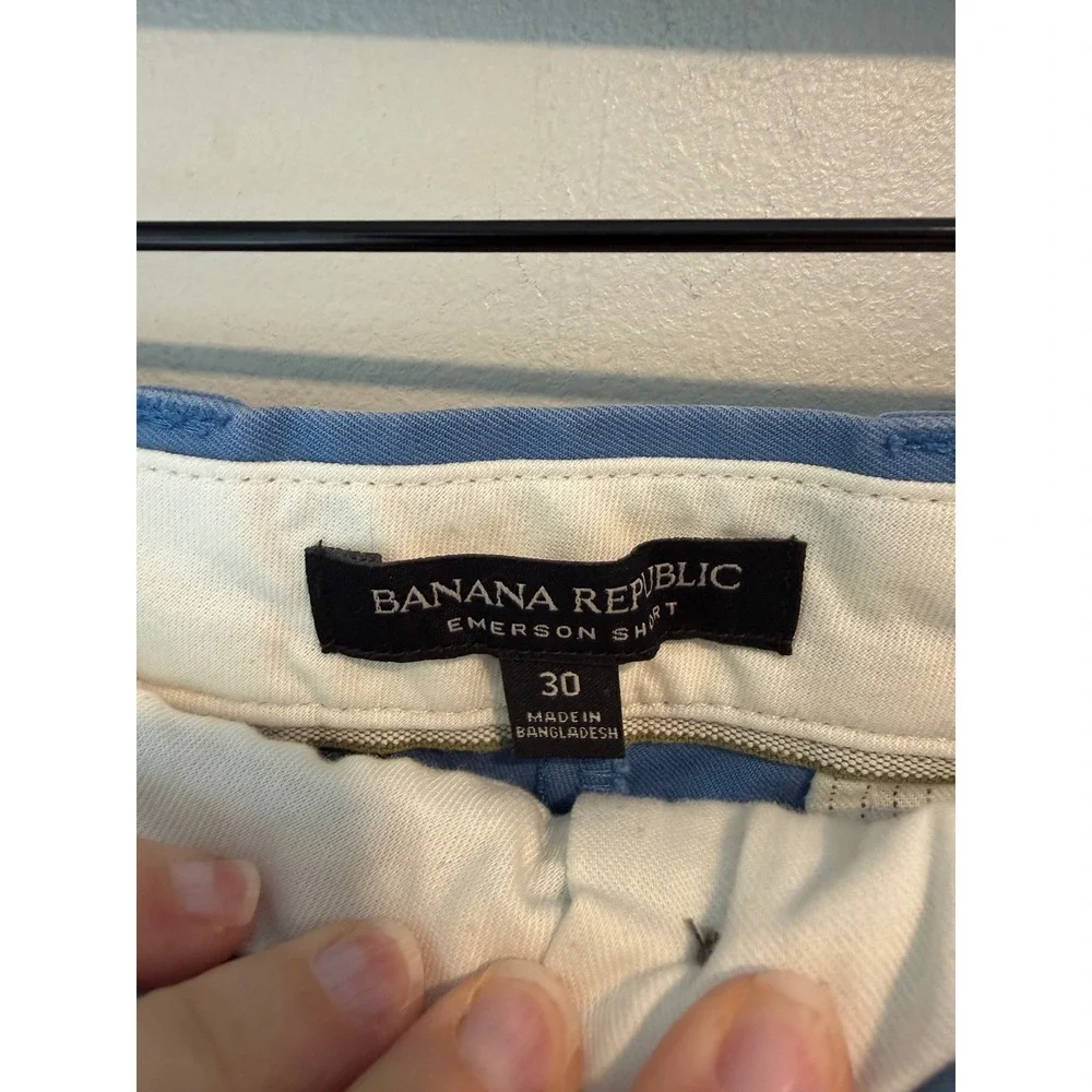 Banana Republic Emerson Shorts Mens 30 Blue Chino Cotton Twill Flat Front 9